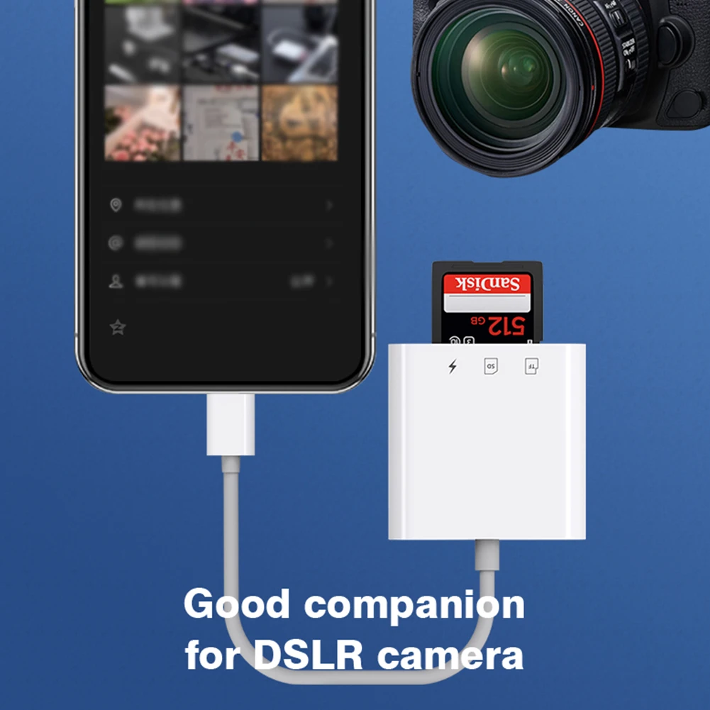 아이폰 17 16 15 Pro 아이패드용 3-in-1 라이트닝 to TF/SD 카드 리더, 고속 충전 컨버터, iOS OTG 어댑터