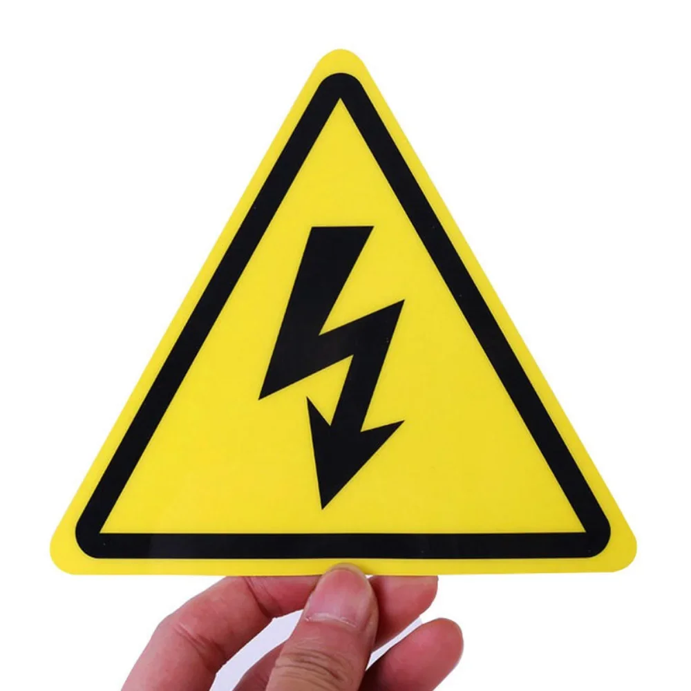 Yellow Warning Labels Hazardous Voltage Safety Signs Waterproof PVC Warning Signs Sticker for High Voltage Decal Stickers