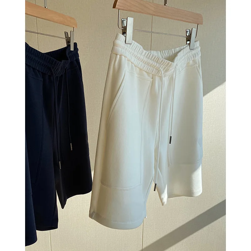 

Women's Summer White Thin High Waist Wide Leg Pants Loose High Street Middle Pants Casual Sports Capris Women Clothing