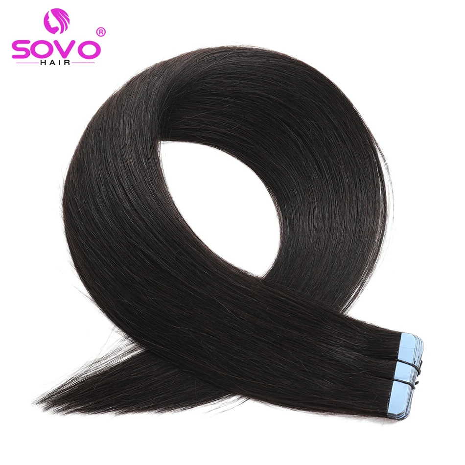 SOVO Highlight Tape In Extensions Human Hair 12-26 Inch Seamless Skin Weft Natural Blonde European Hair Tape On 20/40Pcs Pack human hair extensions human hair wigs hair extensions