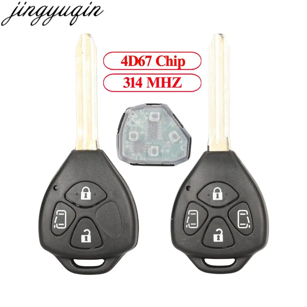 

Jingyuqin 5pcs 3/4B Remote Key Alarm 4D67 Chip 314MHZ For Toyota RAV4 Alphard Camry Corolla Crown Prado Yaris REIZ Venza Avalon