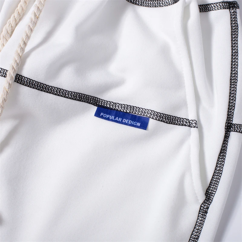 Fashion Bright Line Decoration Sweatpants Women Streetwear New Design High Waist Drawstring Baggy Wide Leg Pants