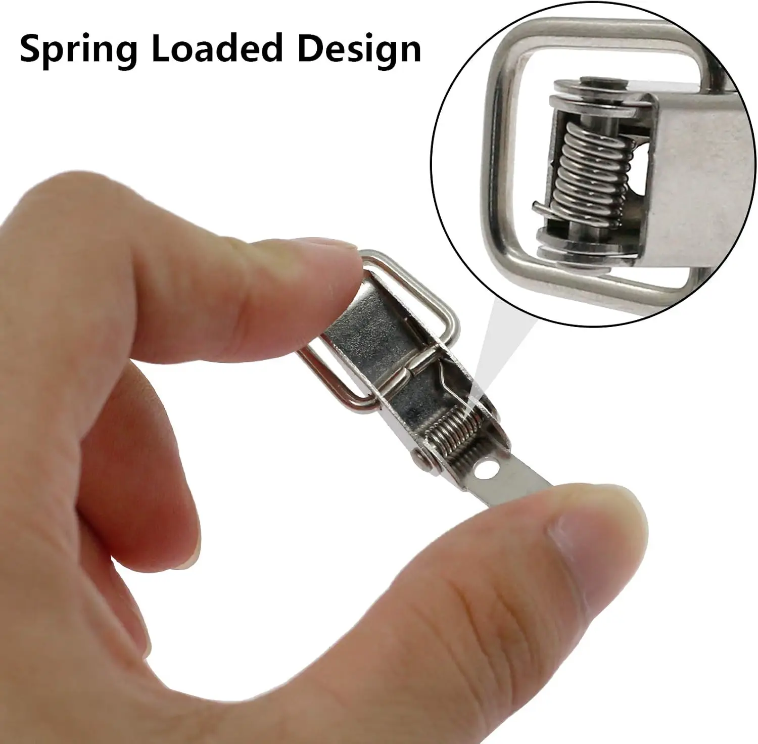 Stainless Steel Spring Loaded Toggle Lock Clasp Buckle Latch for Cabinet Boxes Suitcase Toolbox Trunk Case and Chest 2PCs