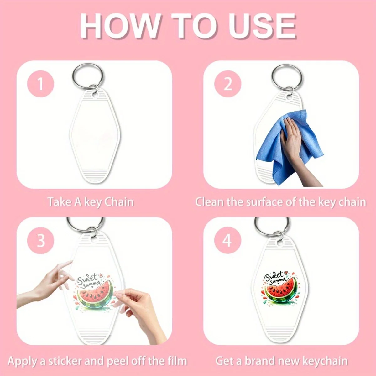60 조각 여름 사랑 인용문 UV DTF 전송 내구성 높은 점도 접착제 DIY 공예 사무용품 및 키체인