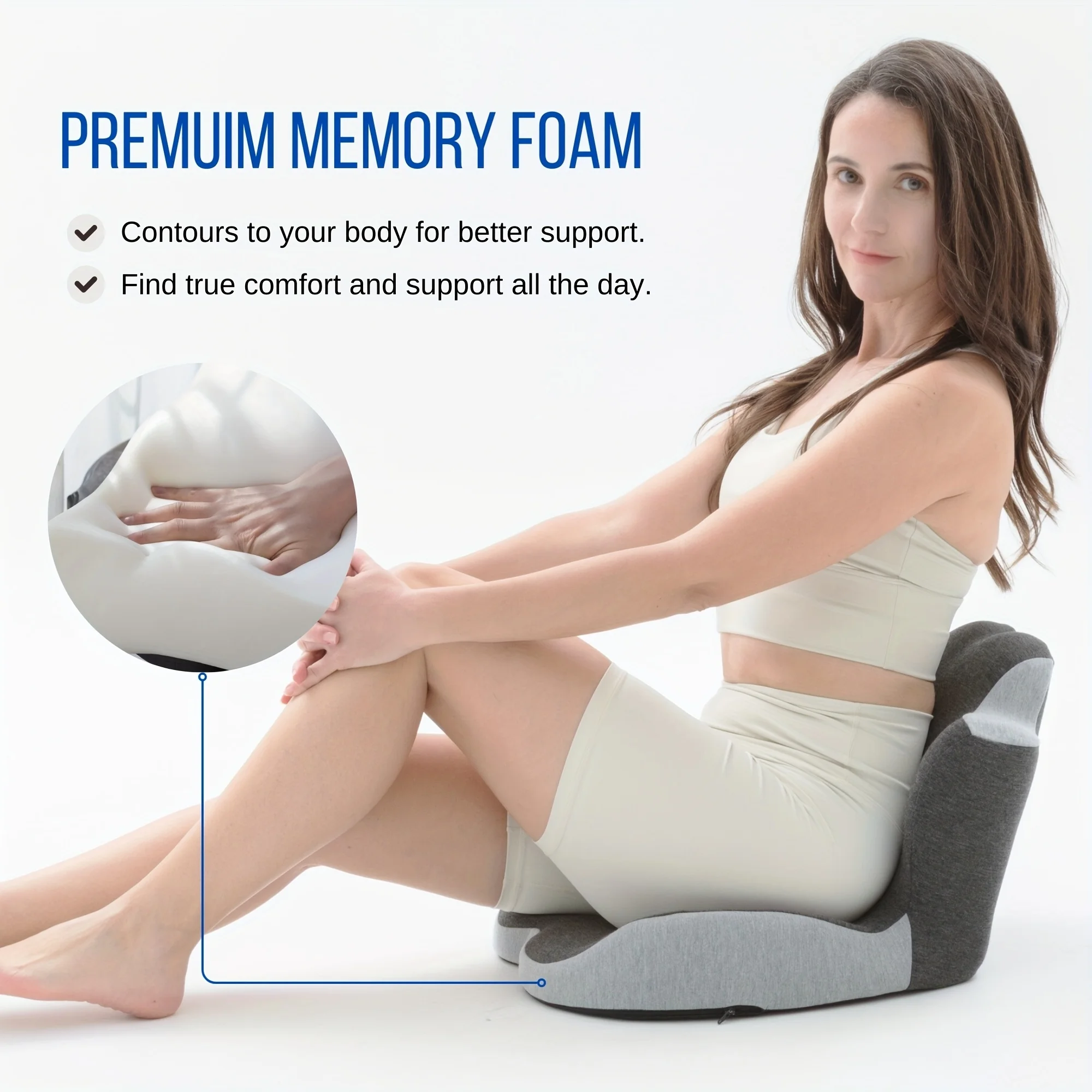 1pc Seat Cushion with a Backrest That Effectively Supports The Lower Back, Providing Comfort And Breathability,Relieve Pressure