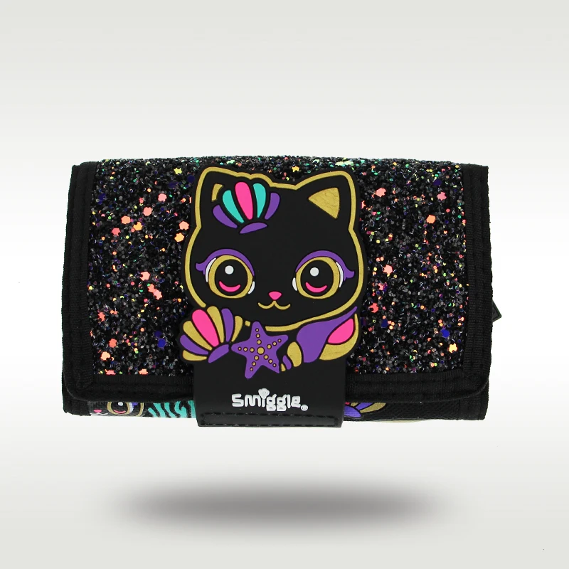 

Australia Smiggle Original Children's Purse Cute Black Cat Bright Clutch Bag Multilayer Cloth Bags Coin Purse Girls 5 Inch