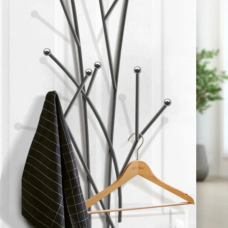 Scandinavian No-Drill Wall Coat Rack Luxury Bedroom Living Room Space Saving Hanging Hooks Modern Apartment Entryway Decor