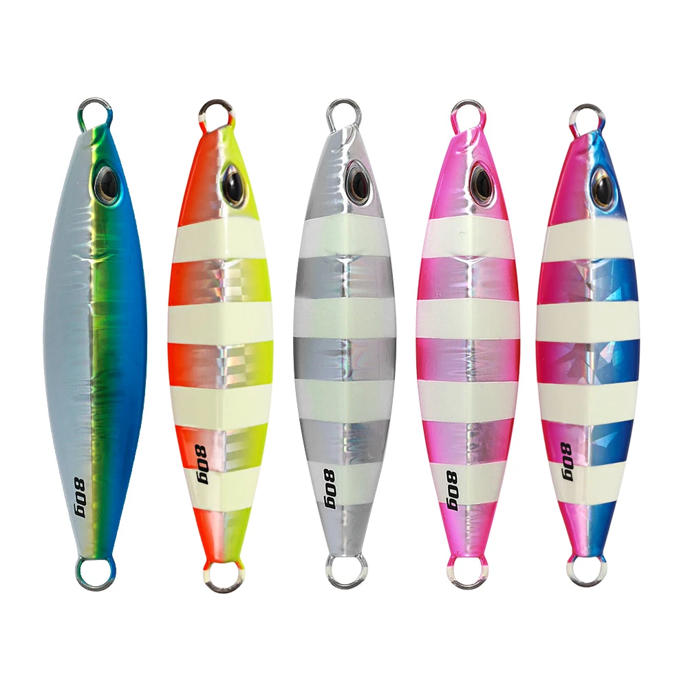 JIGGINGPRO Slow Pitch Jig 60g 80g 100g Meer Angeln Köder Glow Metall Jig Offshore Casting Jigging lockt Künstliche Köder – Detail 7