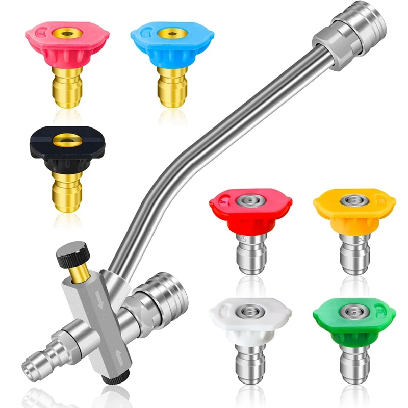 

Pressure Washer Dual-Connector Tool With 7 Pressure Washer Nozzle Tips, 1/4 Quick Connect Switch Double Tip Attachment Durable