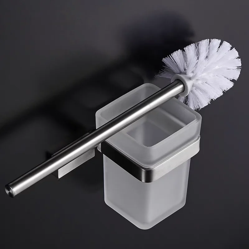Bathroom Hardware Set SUS 304 Stainless Steel Brushed Toilet Brush Soap Dish Toothbush Cup Tumbler Holder Bathroom Accessories