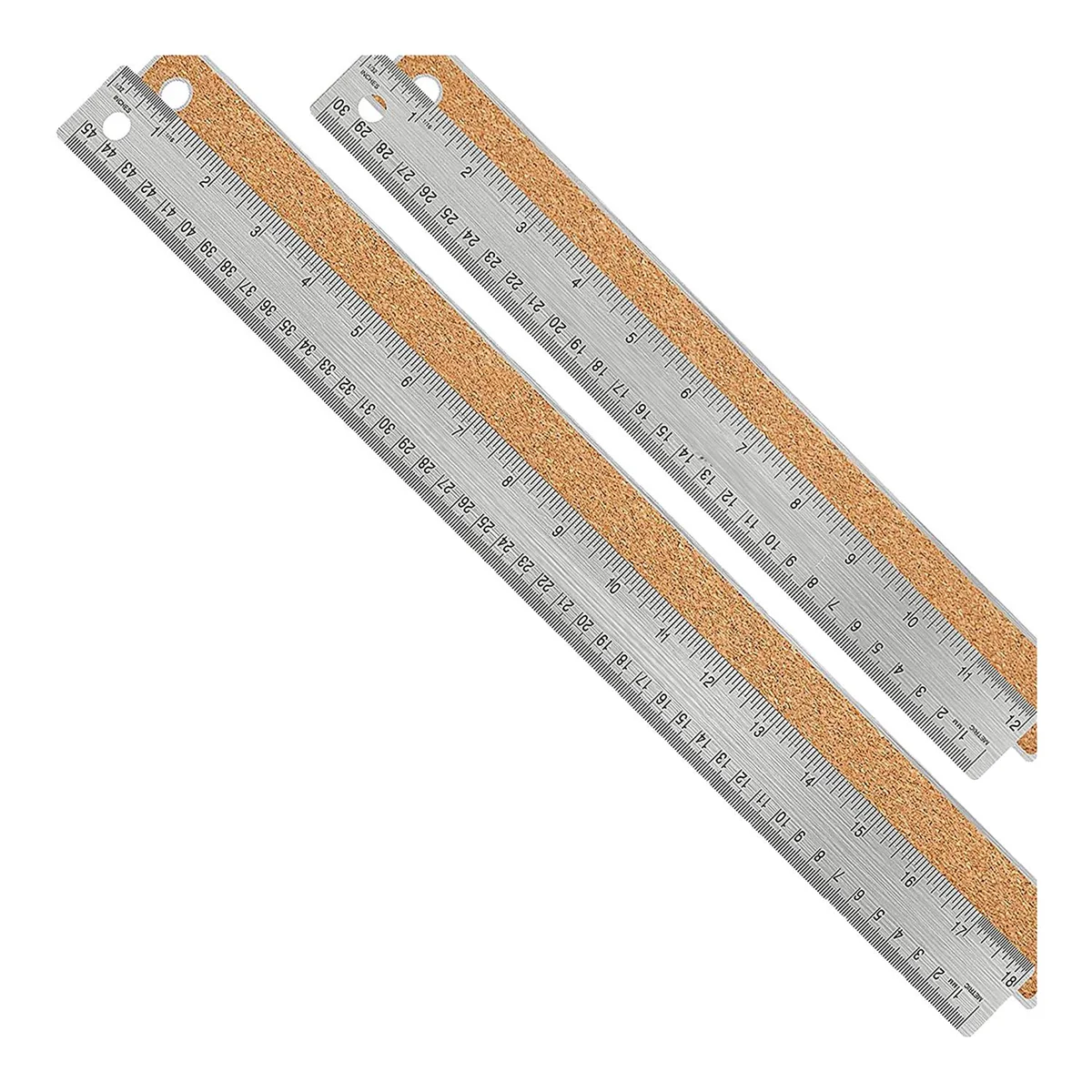 

Metal Ruler with Cork Backing:(12+18 Inch) Stainless Steel Ruler Non-Slip Rulers with Inch and Centimeters
