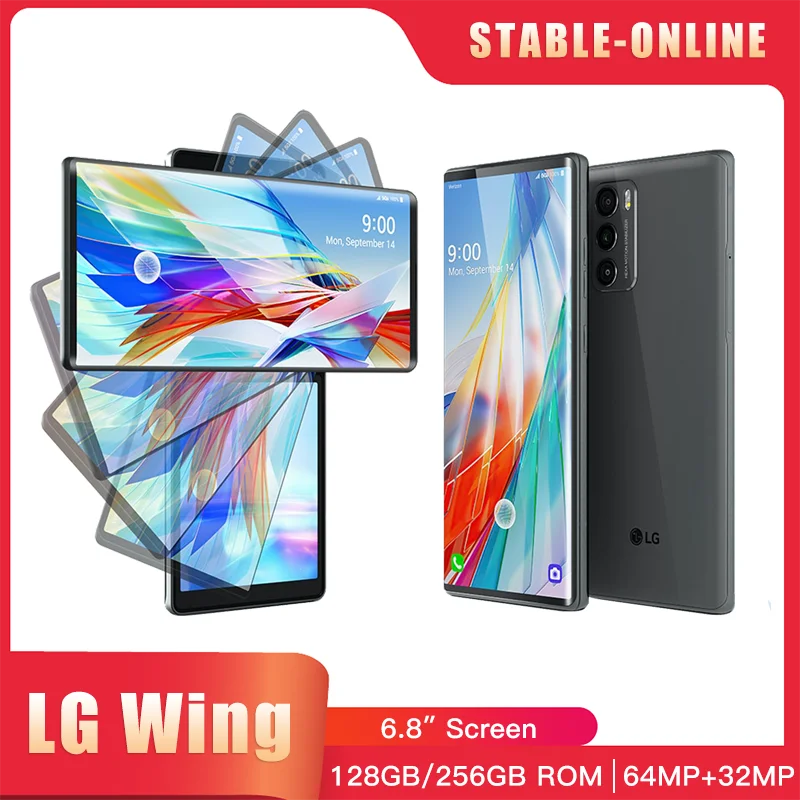 

Original LG WING LMF100N LMF100TMW LMF100VM 5G Mobile Phone 6.8'' 8GB RAM 128GB/256GB ROM Single/Dual SIM Octa Core CellPhone