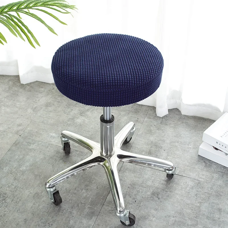 

1PC Bar Stool Cover Polar Fleece Round Chair Cover Removable Stool Slipcover Solid Seat Cushion Protector Washable Bar Stool