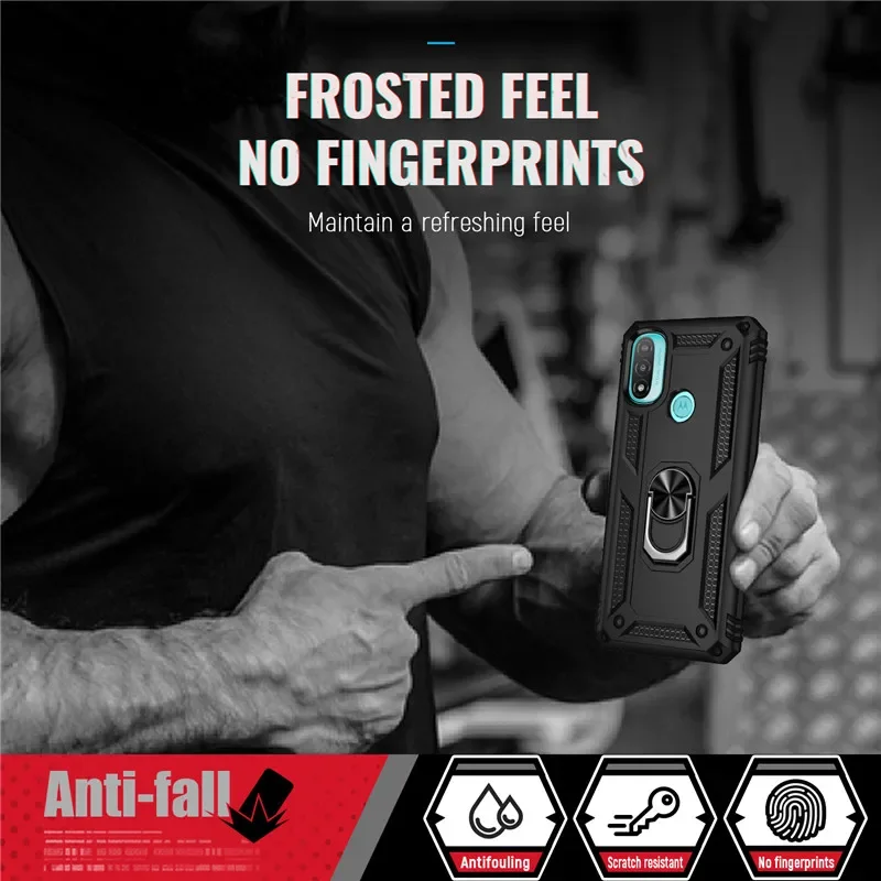 Rugged Shockproof Magnetic Car Holder Ring Case with Protective Back Cover for Motorola Moto E Series