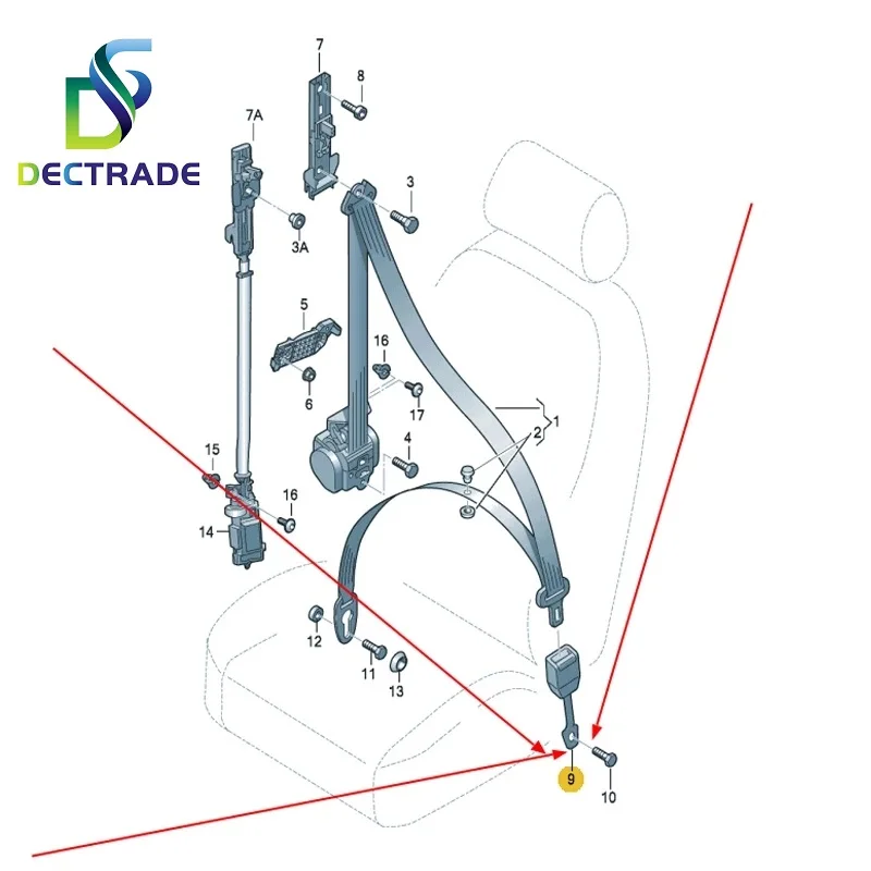 DECTRADE 안전 벨트 버클 익스텐더 클립 소켓, 경고 케이블 포함, 폭스바겐 보라 골프 5 제타 MK5 1KD 857 755 1KD857755 1KD857756