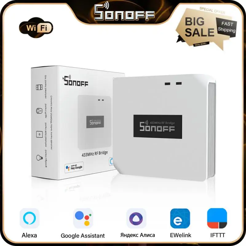 

SONOFF RF BridgeR2 WiFi 433 MHz Wireless Controller Remote Control Smart Home Security Automation Works For Google Home, Alexa