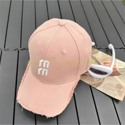 Women Pink Baseball Caps Hat Retro Embroidery 205067 Letter M Outdoor Sport Fashion Cap for Men Hats Hole Old Design Cotton New