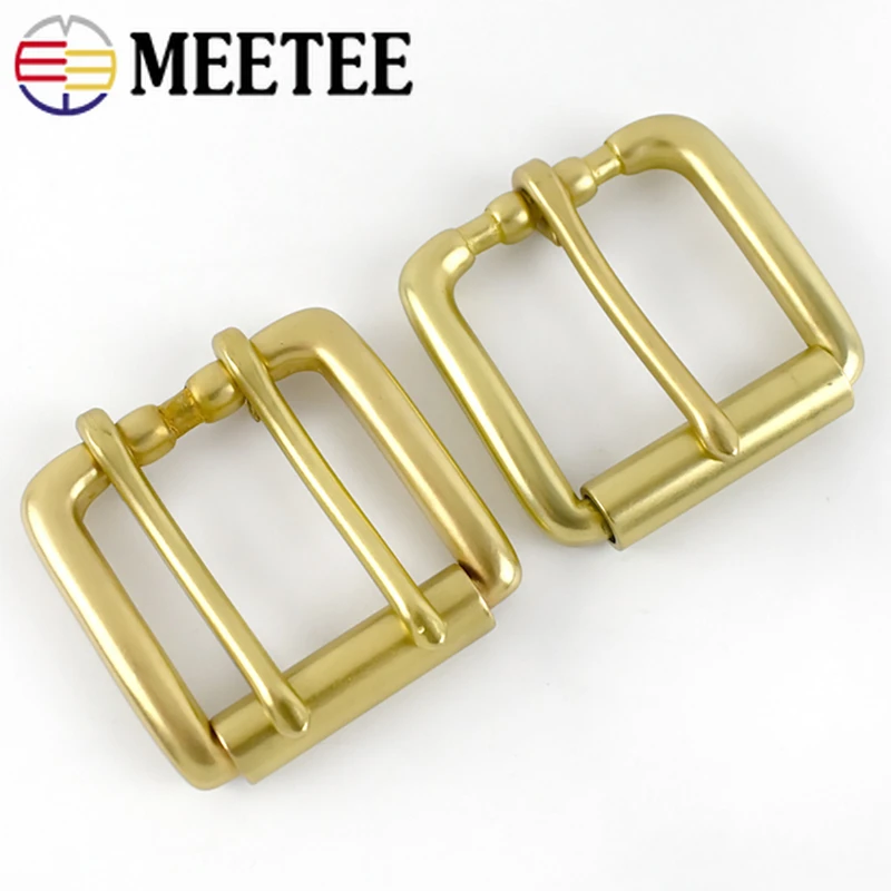 Hebilla de cinturón de latón macizo, hebilla de Pin de aguja única/doble para cinturones, 37 38mm, cuero artesanal, accesorios para Jeans, 2/5 uds.|Hebillas y ganchos| -