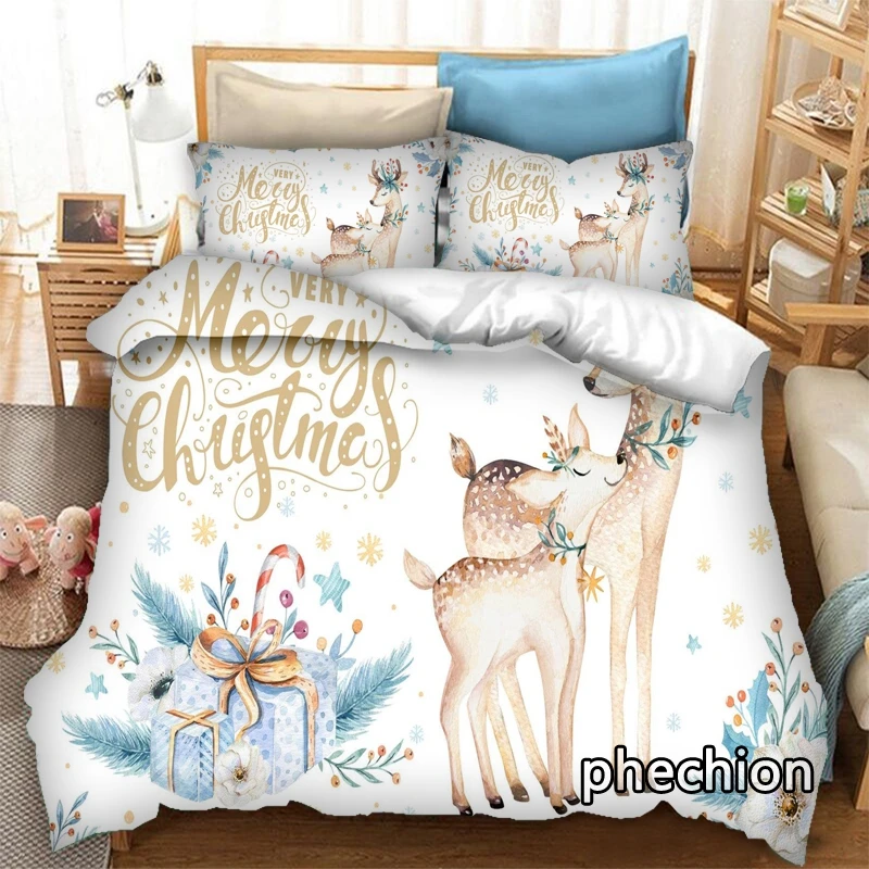 

phechion Animal Christmas Art 3D Print Bedding Set Duvet Covers Pillowcases One Piece Comforter Bedding Sets Bedclothes Bed K320