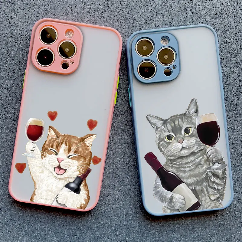 Charming Happy Cat Red Wine Decorative Phone Case