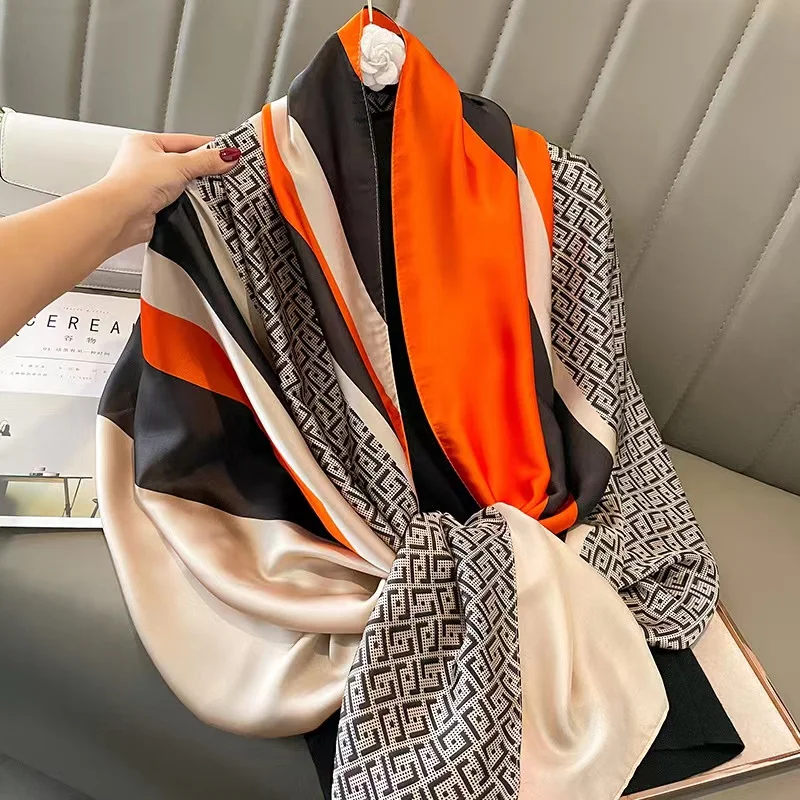 Fashion Shawl Europe And America Print Long scarf New Lattice 160X40CM Silk Scarves  2022 Four Seasons Luxury Sunscreen Bandannas - AliExpress