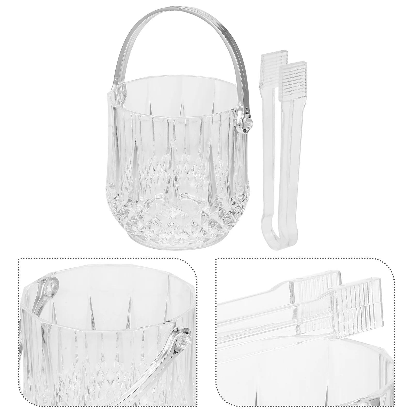 

Plastic Ice Bucket Set Clear Ice Bucket Tongs Crystal Beer Bucket Portable Ice Tub Champagne Chiller Wine Bottle Holder Ice