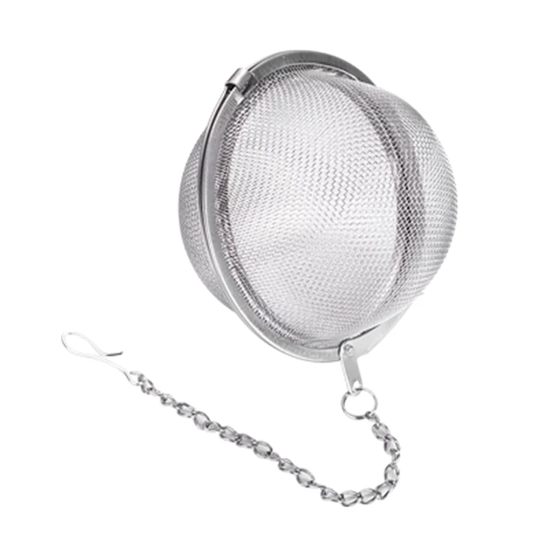 304 Tea Infuser Mesh Belt Chain Stainless Steel Tea Drain Household Soup Flavor Treasure Maker Hot Pot Brine Filter Ball