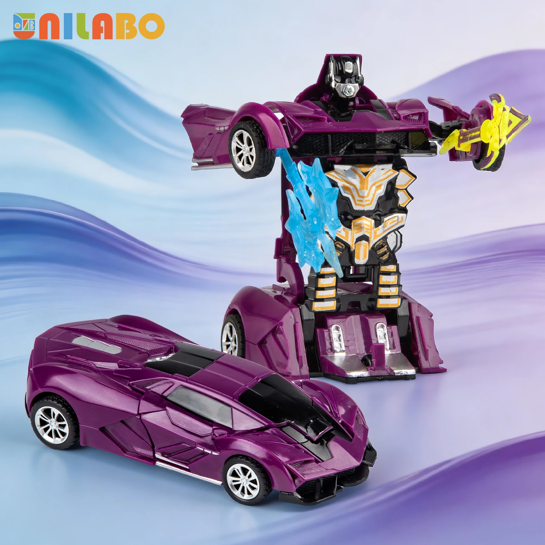 Giocattolo Auto Robot per Bambini - Veicolo della Polizia 2-in-1 con Inerzia e Deformazione, Giocattolo STEM con Trasformazione a Collisione in un Solo Passo - immagine 5