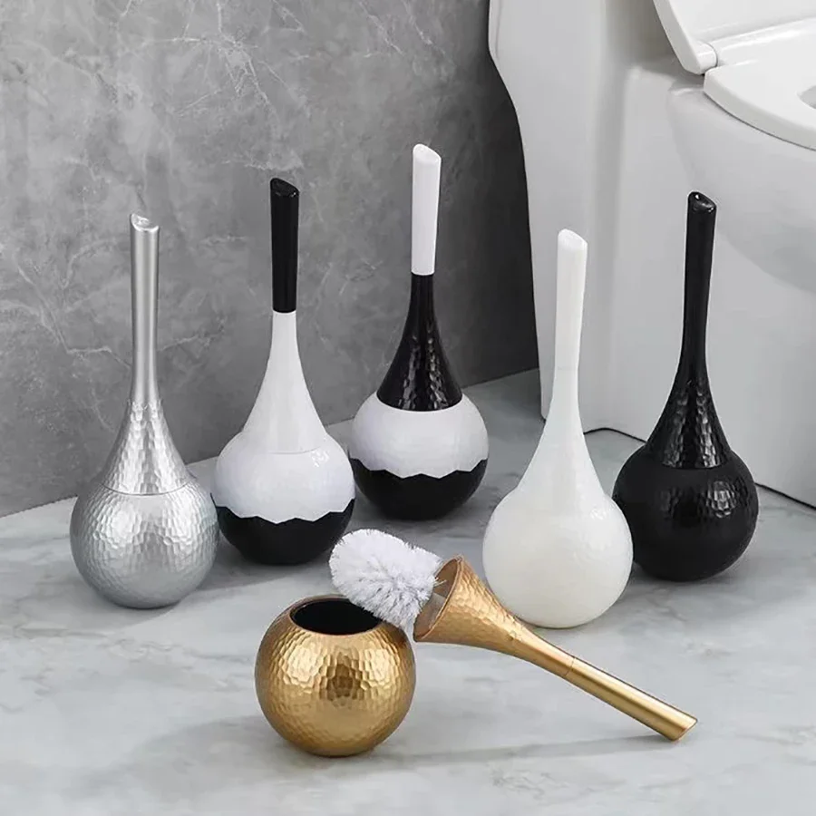 Toilet Brush Set Luxury Gold Replaceable Nylon Bristle Brush