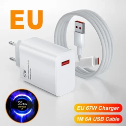 67W USB Super Fast Charger with 6A Type - C Quick Charge Cable (EU Charger And Cable)