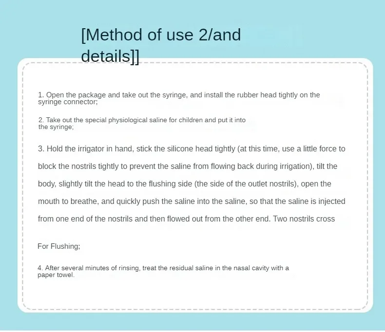 Description Picture 4 of itemNeedle Tube Baby Nasal Aspirator Syringe Baby Nose Cleaner Kids Rhinitis Nasal Washer Reusable Nasal Irrigator Washing for Child