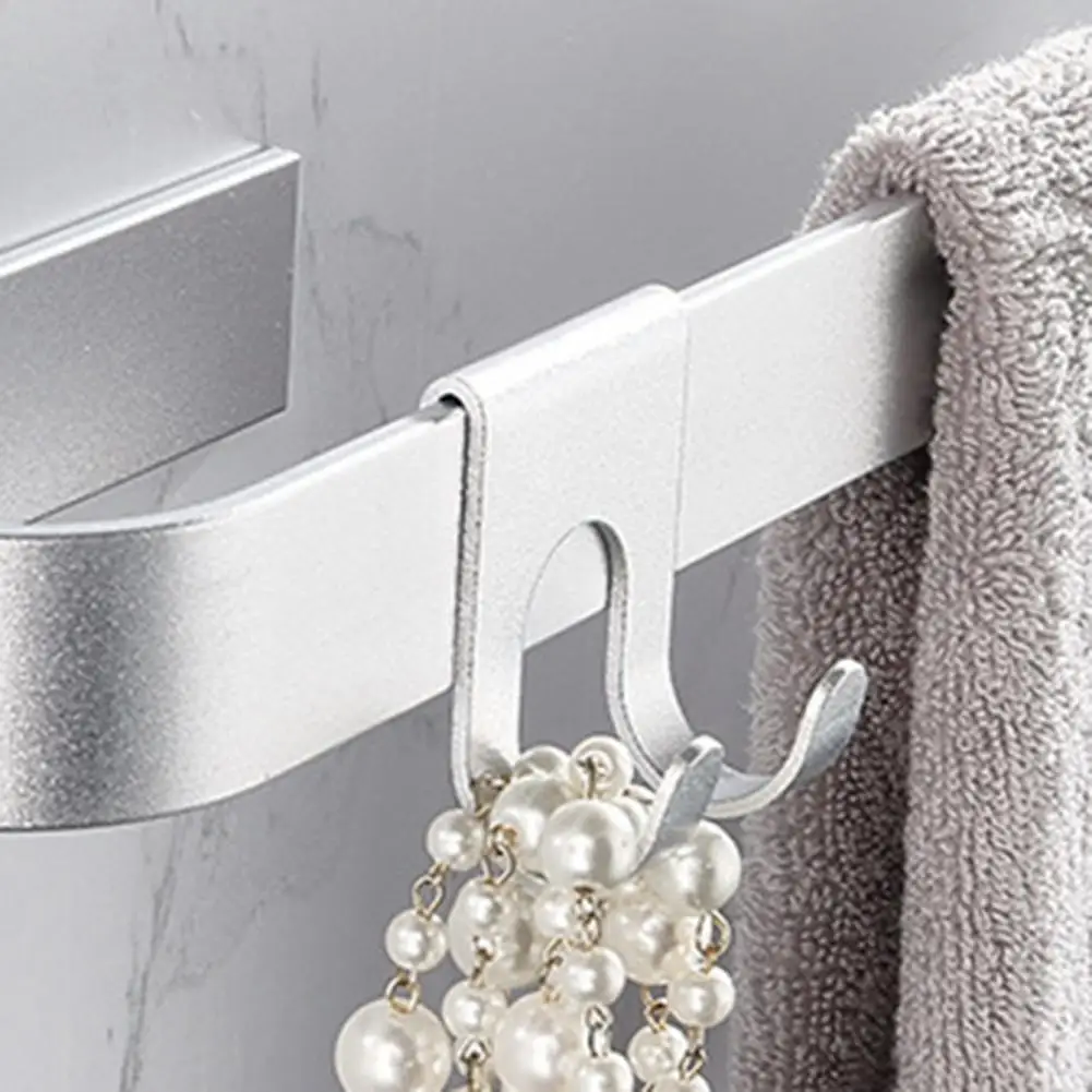 2Pcs Useful Coat Hanger Good Bearing Capacity Steady Rust-proof Aviation Aluminum Free Hole Towel Wall Rack