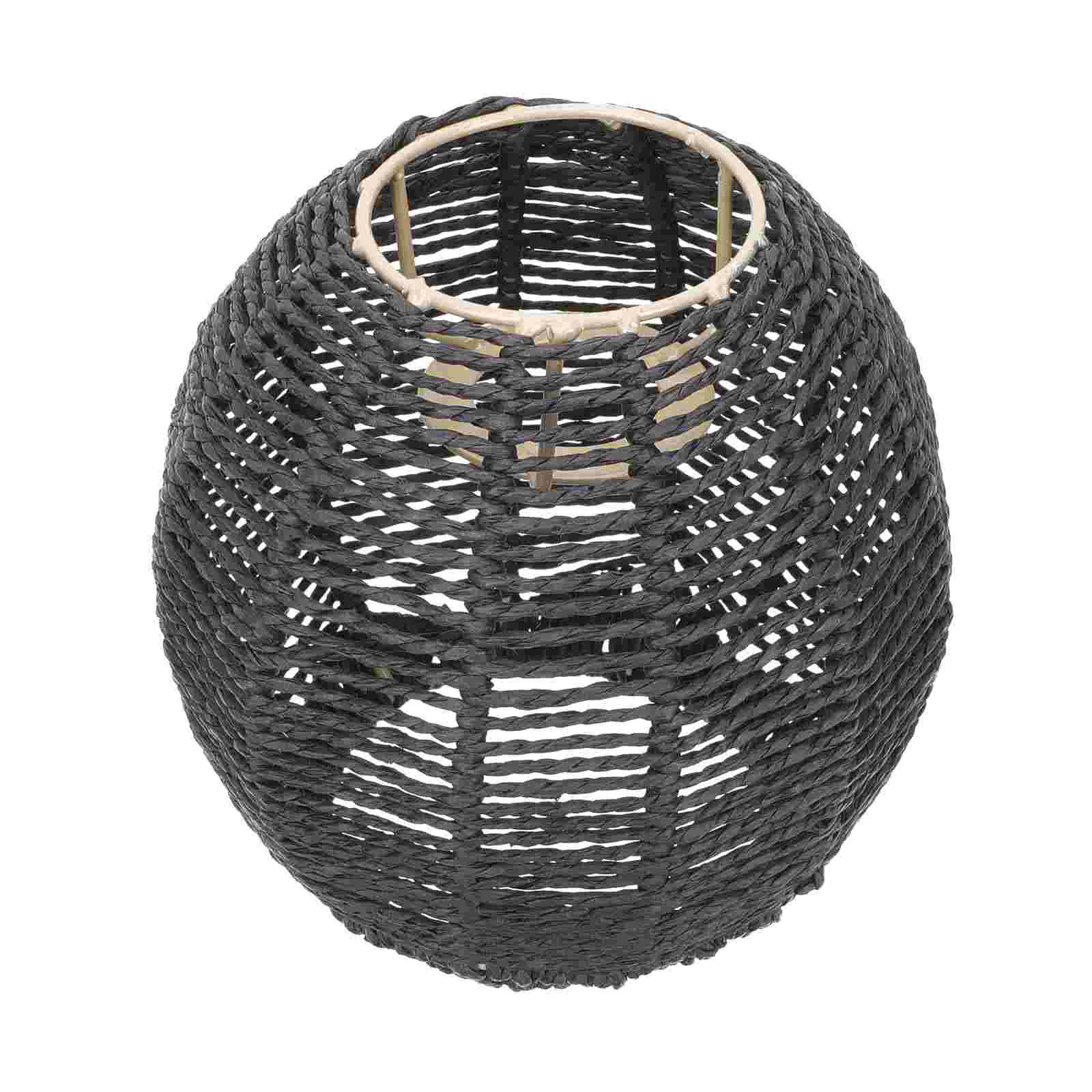 Woven Lampshade Lantern Home Pendant Paper Rope Hanging Ceiling Light Chic Accessory