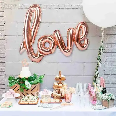 

Gold Rose Foil Balloons Love Letter Anniversary Wedding Decor Balloon Inflatable Balls Valentine's Day Birthday Party Supplies