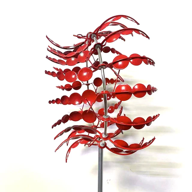 Kert Szélmalom Vörös Kültéri Fém Vas Forgó Kerti Dekoráció Dekorációs Fogók - Image 2