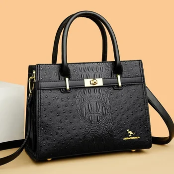 Borsa a tracolla singola da donna a 3 strati borsa a mano di marca in morbida pelle borsa a tracolla Casual di grande capacità 1