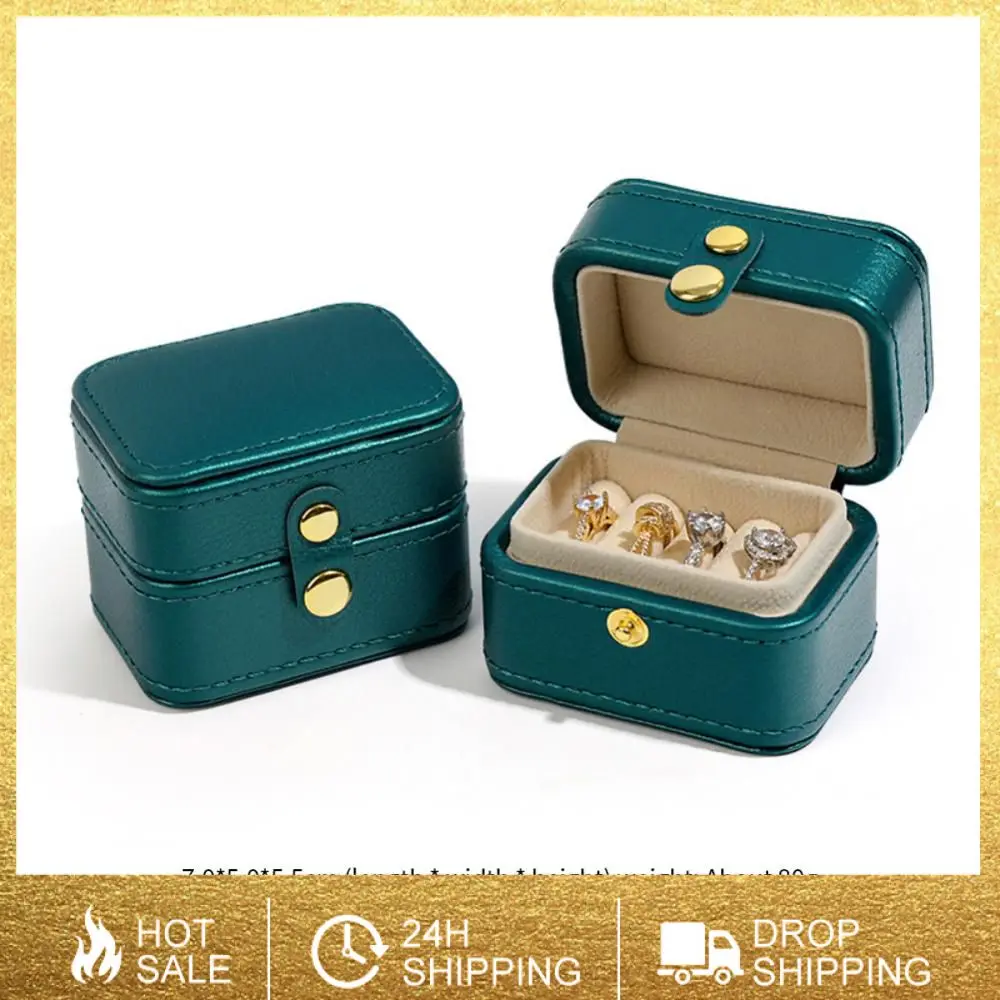 

4Grids Ring Box Earring Storage Proposal Ring Case Organizer Portable Mini Leather Luxury Jewelry Packaging RingBox