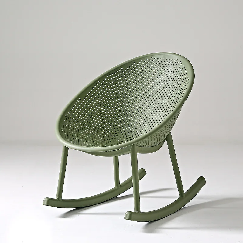 FULLLOVE Household Creative Rocking Chair Back Makeup Chair Plastic Nordic Dining Modern Minimalist Living Room Recliner