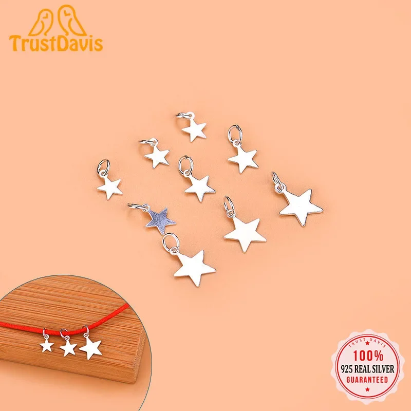 5Pcs Real 925 Sterling Silver Mini Star Charm Pendant