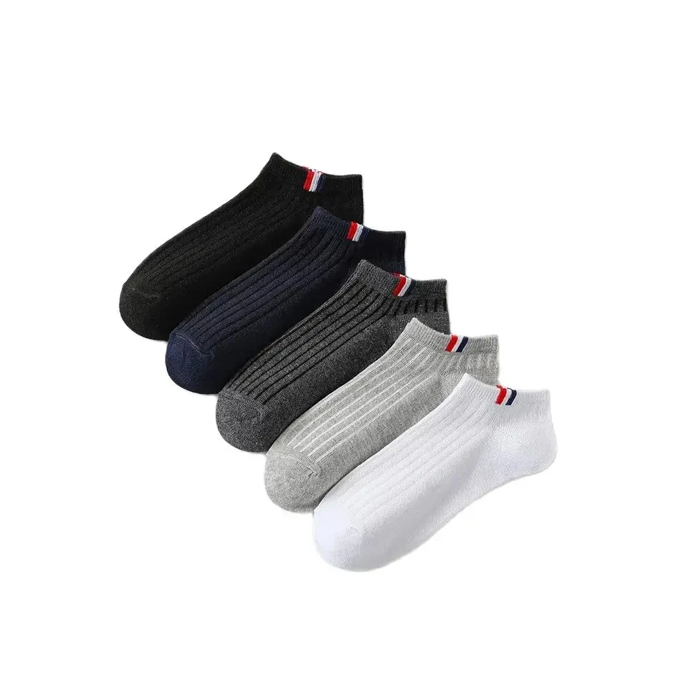 Boat Socks 5 Pairs Thin Summer Boat Socks Solid Color Men's Casual Socks Breathable Sweat Absorbing Invisible Men's Business Ankle boat socks