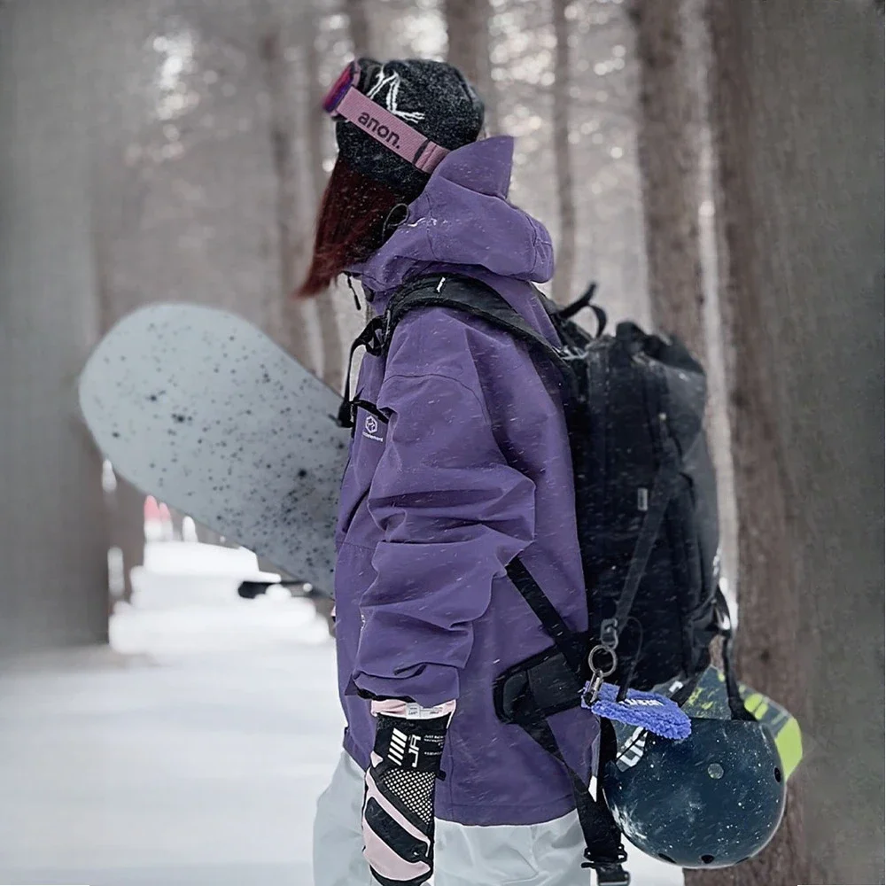 Unisex Fluorescent Pink Ski Jacket for Men Women Windproof Overalls Hoodie Waterproof Outdoor Jackets Snowboard Sports Clothing