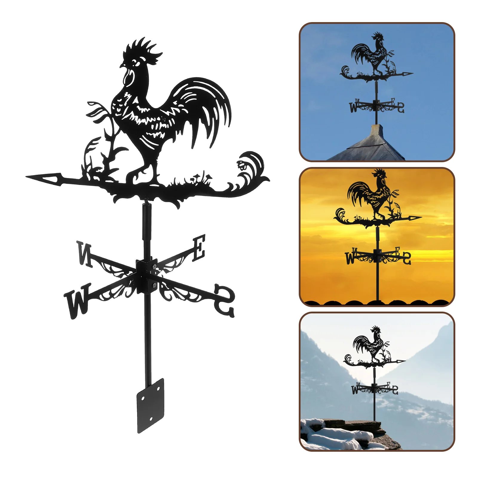 

Rooster Wind Vane Rooftop Weather Vane Retro Metal Wind Direction Indicator Farm Scene Garden Art Decor Roof Garden