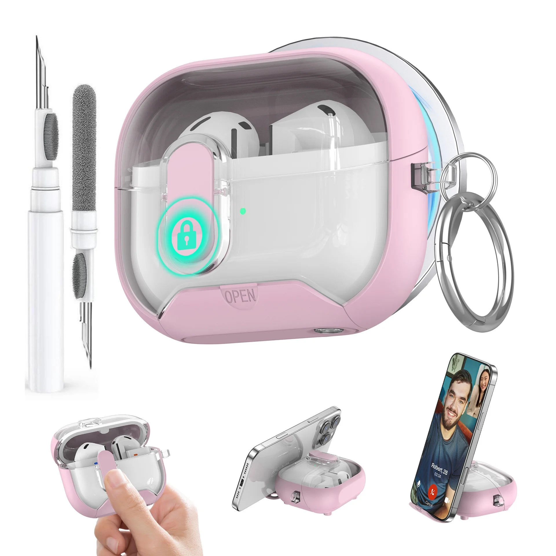 Secure Lock Protective Case with Phone Stand & Cleaning Kit