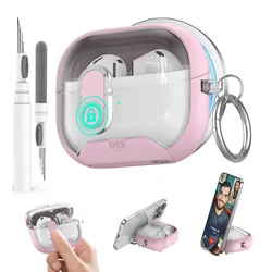 Secure Lock Protective Case with Phone Stand & Cleaning Kit - Galaxy Buds 3 (Pink with Pen)