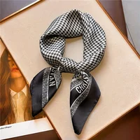 1pcs 70cm Houndstooth Printed Square Scarf for Women Imitation Silk CHRISTIAN Letters Fashionable and Versatile Headscarf Scarf 2