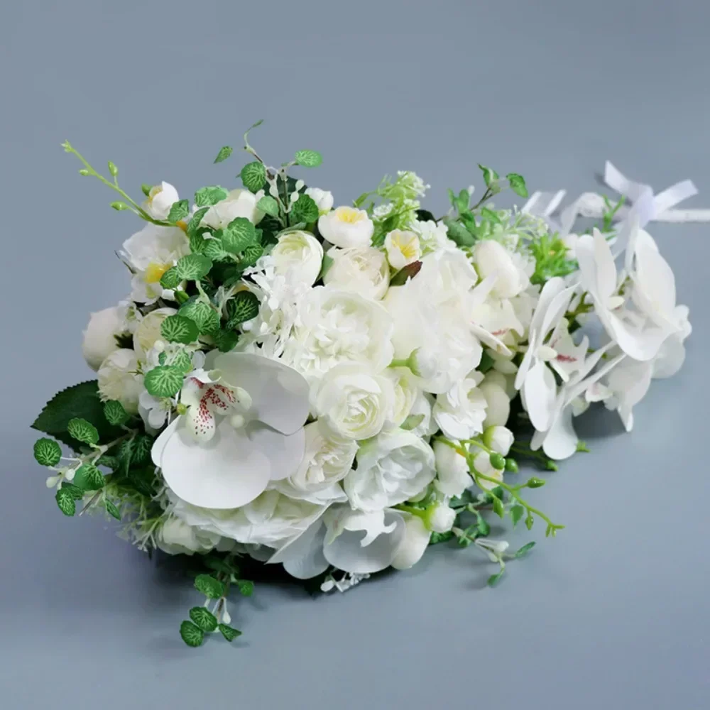 Simple White Moth Orchid Wedding Bouquets for Wedding Ceremony Silk Rose Water Drop Waterfall buqu&ecirc; de noiva para casamento