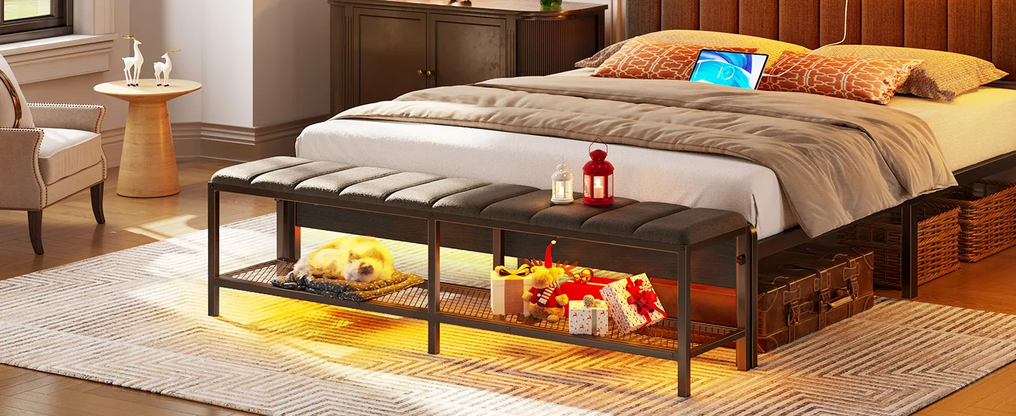 bed frame with the shoe bench