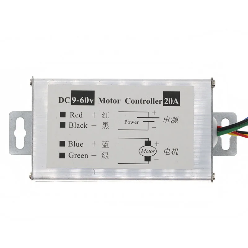 모터 속도 컨트롤러 PWM 레귤레이터 드라이버, DC 12V, 24V, 36V, 48V, 20A, 0-1200W 가변 전류 모터, 전진 및 후진