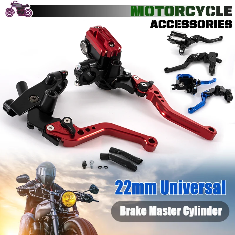 

Rhyming Universal 7/8 22mm Aluminum Motorcycle Double Brake Pump Clutch Handle Lever Scooters Bike Black Red Blue Color 1 pair