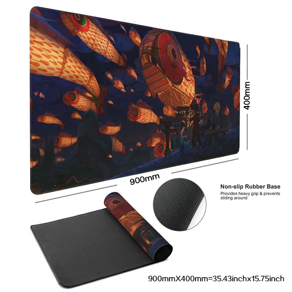 

Koi Fish Japanese Mousepad Black Gold Gaming Deskmat Kawaii Mouse Pad Desk Decor Anime Personalized Illustration Desk Mat Gamer